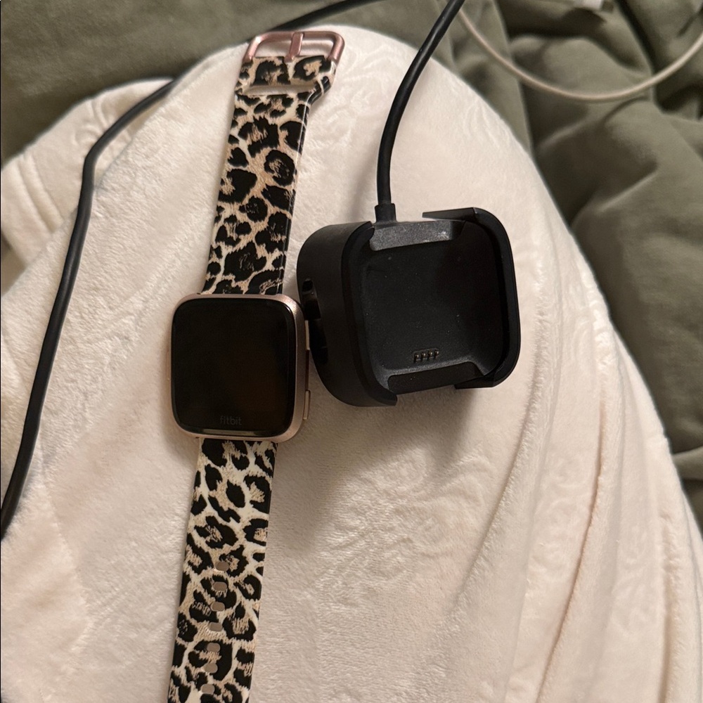 Fitbit Smartwatch with Leopard Print Band
